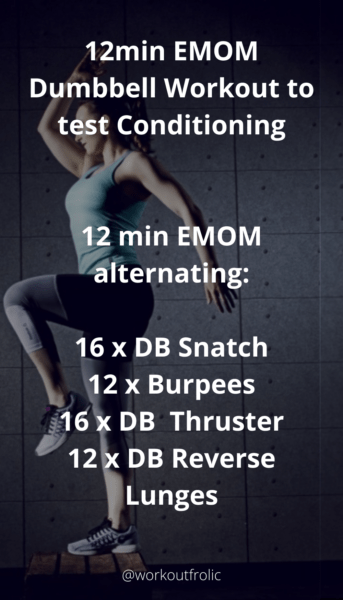 Pin of Intense and Simple 12min EMOM Dumbbell Workout
